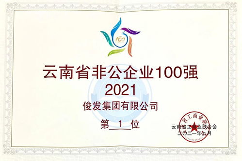 云南非公企业百强榜揭晓,俊发蝉联榜首