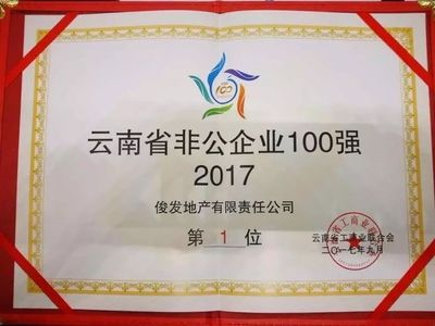 俊·资讯 | 2017云南省非公企业100强发布,俊发蝉联第一